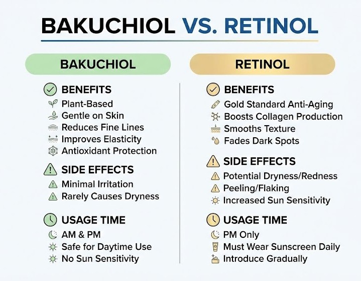 Bakuchiol vs Retinol comparison chart