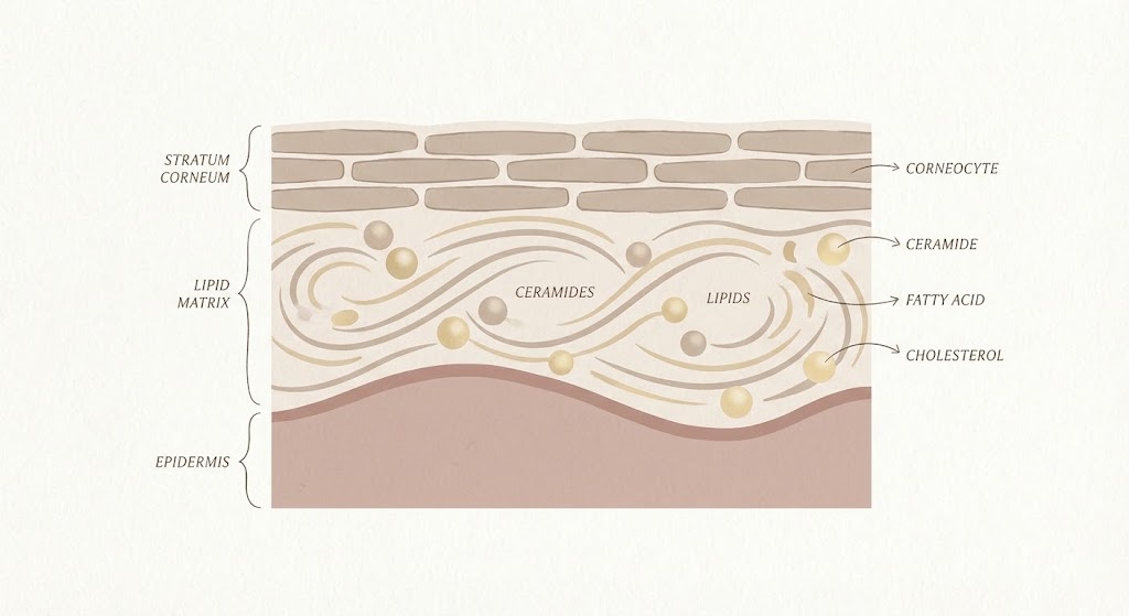 Diagram illustrating how niacinamide strengthens the skin barrier